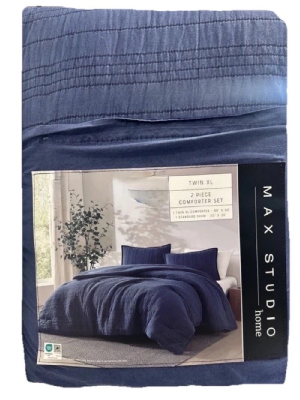 Max Studio Blue Twin XL Comforter Set 66”x90”